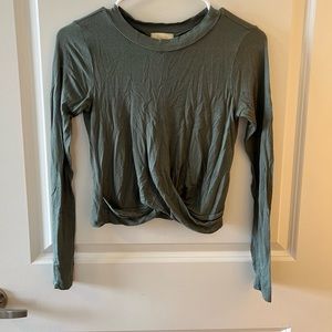 Twinkle Green Ruched Long Sleeve Crop Top